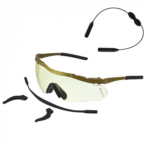 Тактические очки Defender 1:оправа хакки, три линзы, футляр, салфетка, резинка, стоппер, шнурок
