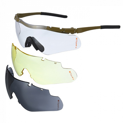 Тактические очки Defender 1:оправа хакки, три линзы, футляр, салфетка, резинка, стоппер, шнурок