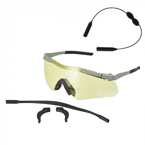Тактические очки Defender 1:оправа серая, три линзы, футляр, салфетка, резинка, стоппер, шнурок